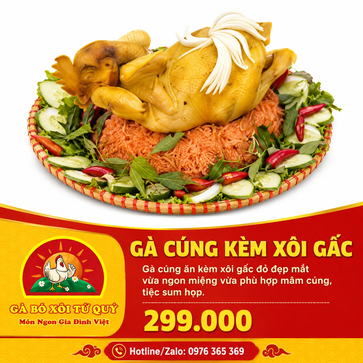 GÀ CÚNG KÈM XÔI GẤC